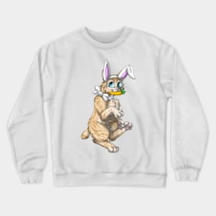 Bobtail BunnyCat: Cream Tabby (White) Crewneck Sweatshirt